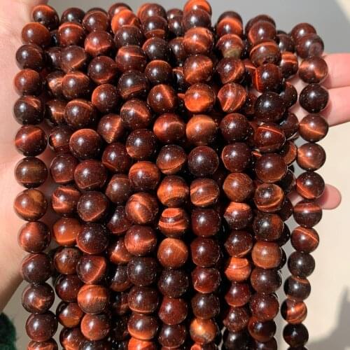 4/6/8/10/12mm Natural Red Tiger Eye Stone Beads Round Loose Beads For Accessories Jewellery Making 15.5" Pick Size