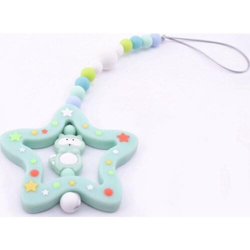 CHEWELRY 1pc Silicone Teething Christmas Mint Star DIY Teething Chain Accessories Infant Toys BPA Free Baby Teething Rings