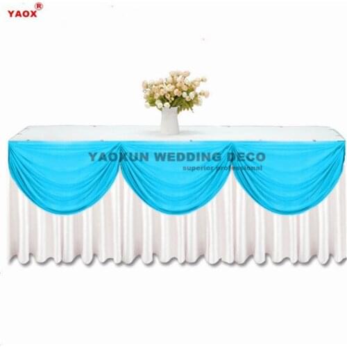3M Long Wave Drapes Ice Silk Table Skirt Tablecloth Skirting With Top Swag Drape For Wedding Event Party Decoration
