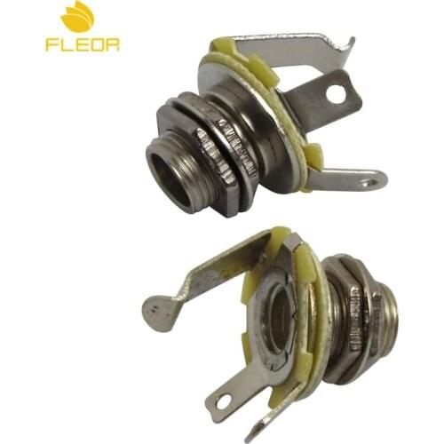 FLEOR 2pcs 6.35mm 1/4" Mono Electric Guitar Jack Socket Connector Metal Chrome for Guitar Parts