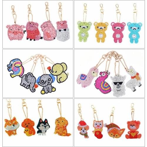 HUACAN Special Shaped Diamond Painting Animals Diamond Mosaic Keychain Cross Stitch Bag Mosaic Accessories Handmade Gift