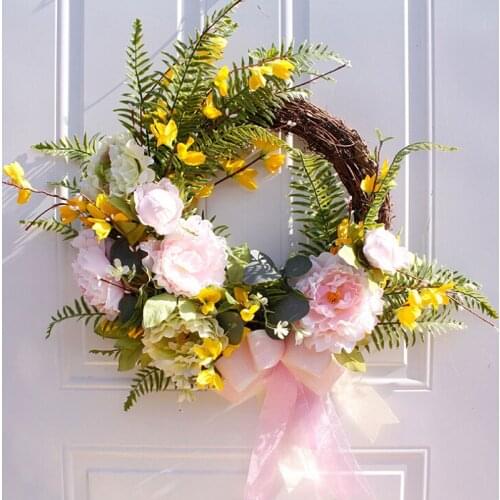 Artificial Peony Flower Wreaths Silk Artificial Garland Door Wedding Party Hanging Wall Window Decoration