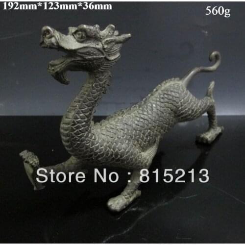 Wang 000202 Chinese Bronze Statues w Dragon
