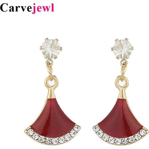 Carvejewl enamel shell short dangle earring red white blue color cute sector shape charm earring for women girls drop earrings
