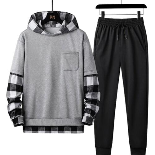 Autumn Winter Casual Men Sets Clothing Tracksuit Sportsuit Mens Hoodies Sportswear Hooded Sweatshirt Pant Pullover Two Piece