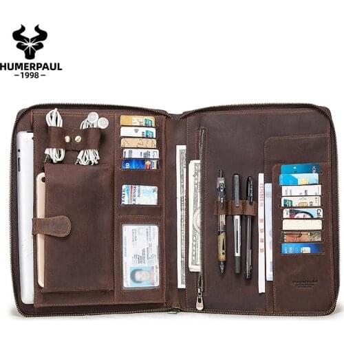 Leather Padfolio Case For New iPad Pro 11 2020 10.5'' Air 3 Tablet Protector Vintage Phone Pocket Storage Holder Organizer Zippe