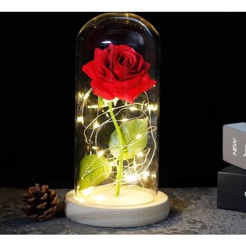 Beautiful Eternal Rose Eternelle LED Light Beauty And The Beast Rose In Glass Dome For Mothers Birthday Valentines Day Gift