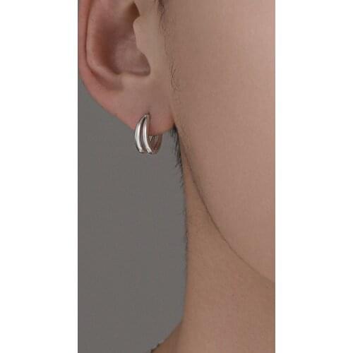 Fashion Stainless Steel Circle Hoop Earring Simple Double Lap Earrings Titanium Steel Hip Hop Personality Men Earrings Jewellry