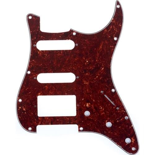 Musiclily Pro 11-Hole Modern Style Strat HSS Pickguard for American Stratocaster Guitar, 4Ply Vintage Tortoise