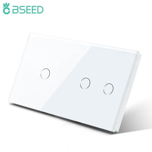 BSEED Crystal Touch Switch 1/2Gang 1Way 3Gang 1Way LED Wall Switches Black White Golden Sensor Switch 3 colors Waterproof