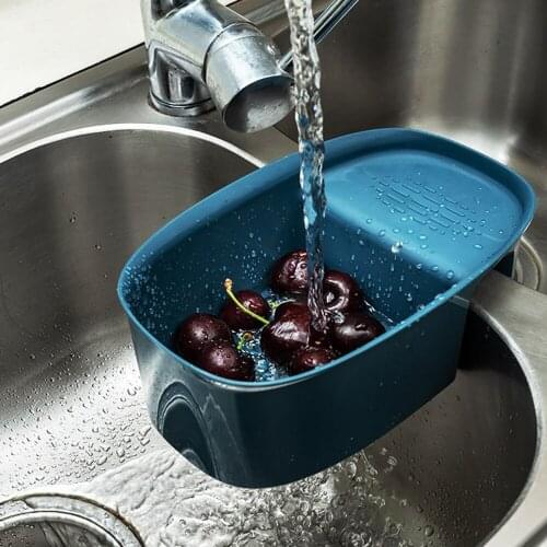 Nordic Kitchen Sink Strainer Drain Vegetable Fruit Drainer Sponge Holder Rack Storage Box Sink Filter Shelf