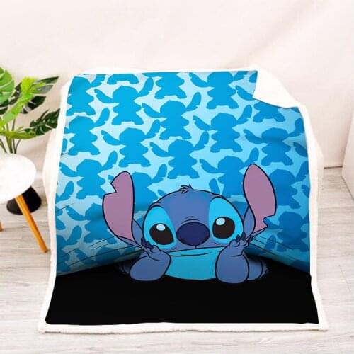 Lilo & Stitch 3D Printed Sherpa Blanket Thows Travel Bedding Throw for Sofa Bed Cover Single Twin Bedding Baby Boys Girls Gifts