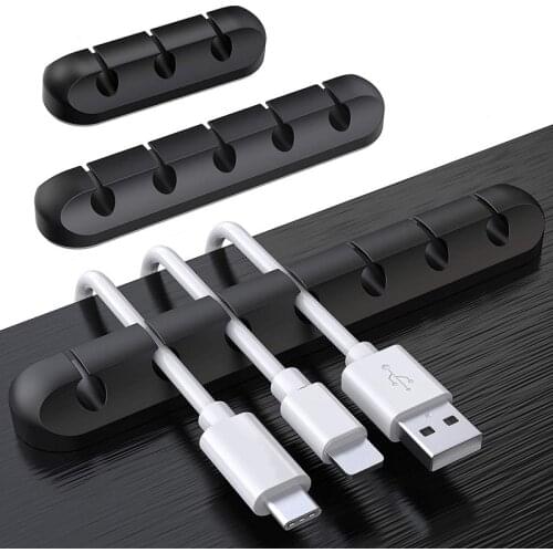 McGiLLon Cable Organizer USB Cable Wire Holder Mouse Headphone Earphone Charger Cord Protector Desk Winder Clip Cable Management