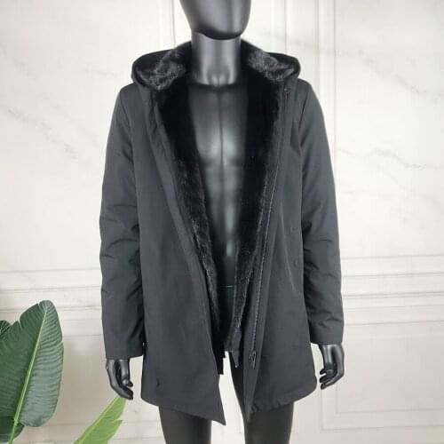 Fur Jacket Men Real Mink Fur Parka Coat Winter Fashion Casual Warm Hooded Coats Waterproof Outwear High Quality