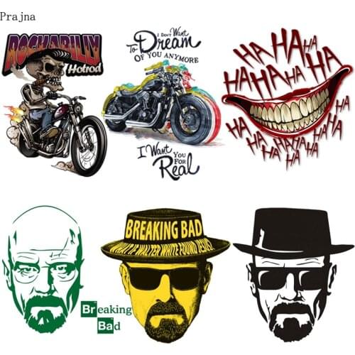Prajna Skull Patch Iron On Transfers For Clothes Stripes Thermo Stickers On Clothes Heat Transfer Vinyl Punk Rock Patch Badge