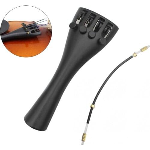 Durable 3/4 4/4 Violin Parts Kit with Aluminum Alloy Tailpiece 4 Fine Tuners and Tail Rope