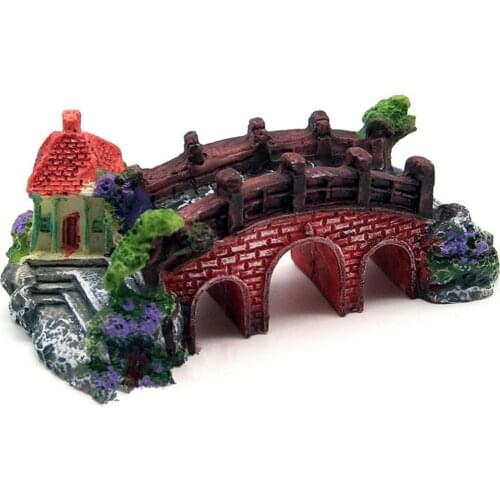 Resin Castle Aquariums Castle Decoration Simulation Turtle Climbing Three Eye Bridge Decorations for the fish tank