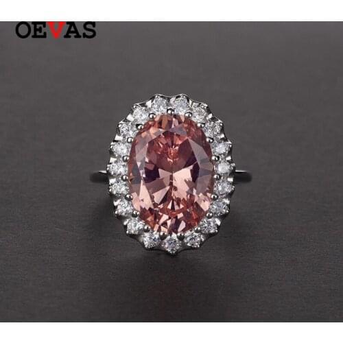 OEVAS Luxury 100% 925 Sterling Silver Oval Cut Sapphire Amethyst Topaz Gemstone Engagement Couple Rings Jewelry Wholesale 5-12