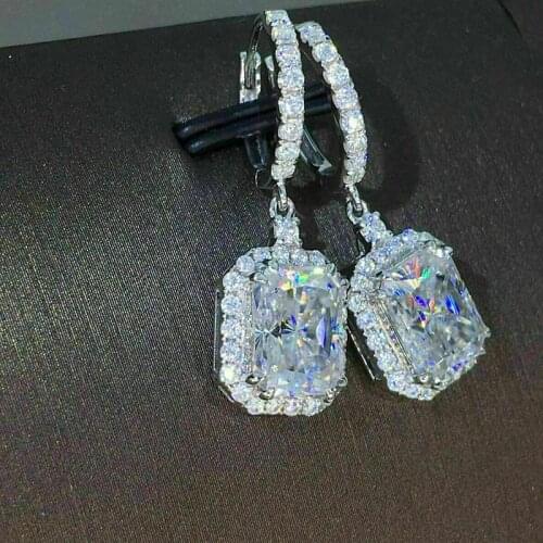 Huitan Gorgeous Cubic Zirconia Dangle Earrings Women for Vintage Party Noble Female Earring High Quality Silver Color Jewelry