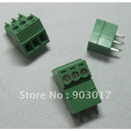 Pitch 3.5mm 3pin/way Screw Terminal Block Connector Green Color Pluggable Type with pin 120 pcs