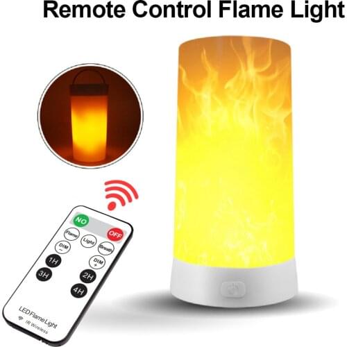 LED Flame Effect Light, Flame Remote Table Lamp，USB Rechargeable Flickering Flame Lantern，4 Modes Waterproof
