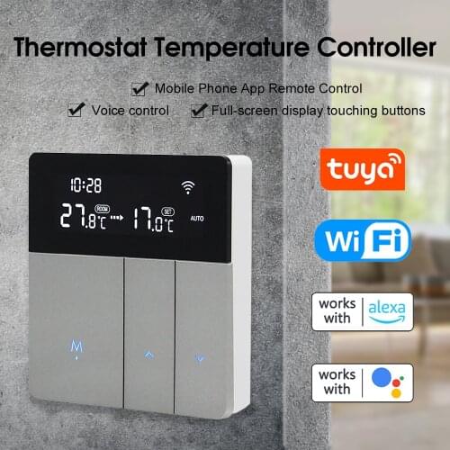 Tuya WiFi Smart Thermostat Automatic Adjustment Home Away Mode Phone Remotes Control Compatible with Alexa Voice Control