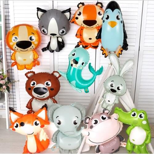1pc Cartoon Animal balloon walrus crocodile Elephant penguin Panda Dinosaur Tiger balloon Forest party birthday decoration