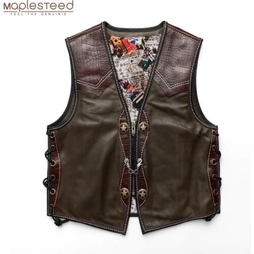 Customized Asian Size M-9XL Club Motorcycle Vest 100% Genuine Cowhide Leather Biker Vest Men Sleeveless Jacket M467