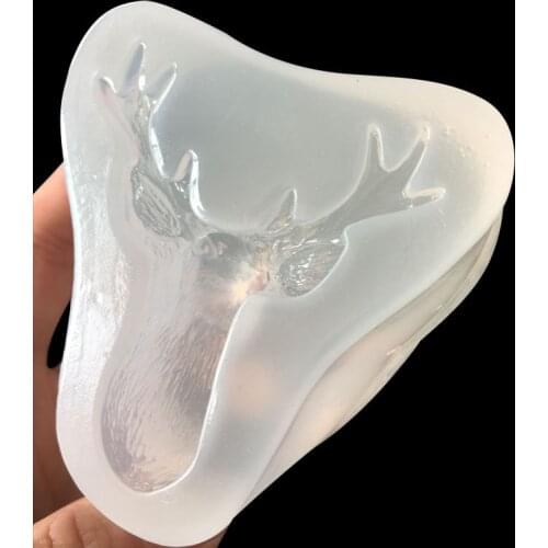 Mirror Stereoscopic Deer Head Mould DIY Crystal Drop Glue Mold for Christmas Elk Antler Head 16370