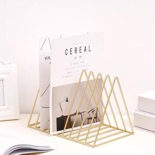 Iron Record Rack Triangle Book Magzine Holder Desk Record Storage Organizer Nordic Ins Triangle Book Stand Iron Art