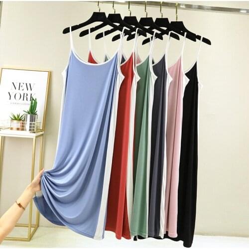 Womens Patchwork Pajamas Gown Sexy V-Neck Cami Nighties Home Nightwear Spring Summer Nightdress Homewear Loose Sleepdress