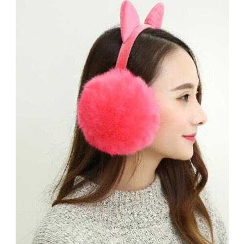 Women Earmuff Winter Autumn Warm Faux Fur Ear Muffs Cute Cat Ear Earflap Rabbit Fur for girls Ear flap Ladies Plush Ear muffs