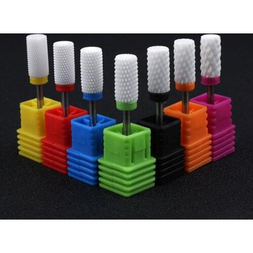 1Pcs 3/32'' Ceramic Nail Drill Bit Large Barrel Shape UV Gel Polish Remove Electric Drill Manicure Pedicure File Tools