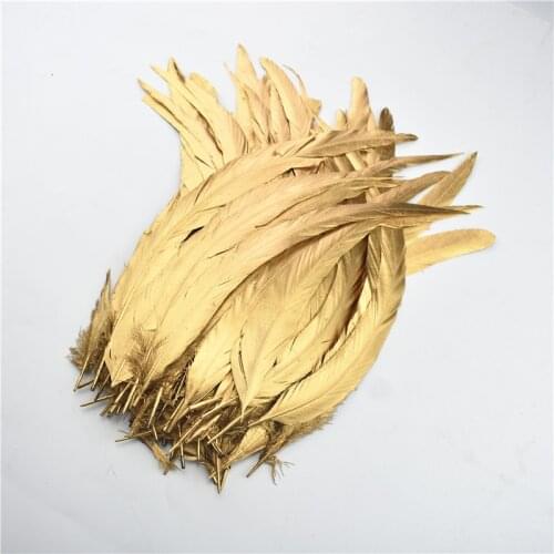 100Pcs Dipped Dye Gold Silver Rooster Tail Feather Natural Rooster Feathers for Crafts Plume Decoration Pheasant Feathers Plumes