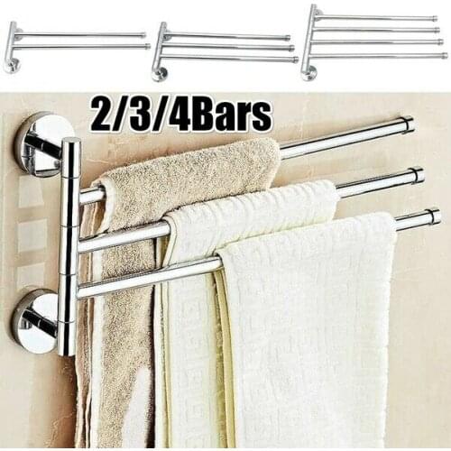 2/3/4 Rack Towel Rotating Bathroom Kitchen Wall Mount Towel Storage Rack Holder Stainless Steel Wall Mount Rotary Towel Rack