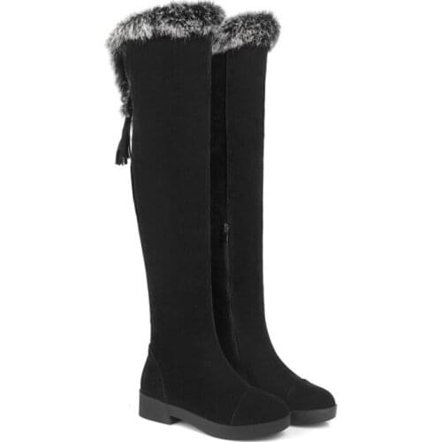 2020 New LeatherBack Zippers Long Over Knee High Boots Flat Tube Elastic Riding Boots Womens Shoes