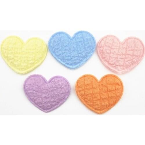 50Pcs/LOT 3.5*2.8CM Felt Cloth Heart Padded Appliques For DIY Hat Clothes Leggings Sewing Supplies Hair Clip Decor Patches