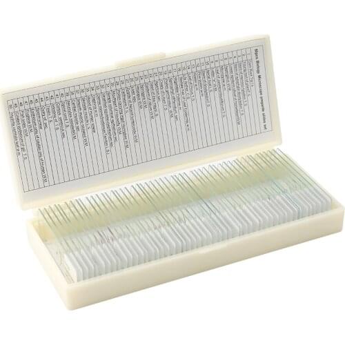 50PCS Biological Glass Sample Prepared Basic Animal Plants Insects Tissues Science Specimen Cover Slips Microscope Slides