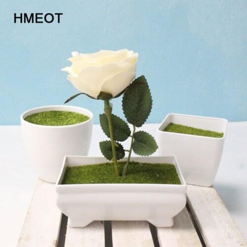Succulent plants White Round Plastic Flower Pot Plants Vase Simple Moderm Flowerpot With Foam Floral Arangement Accessories