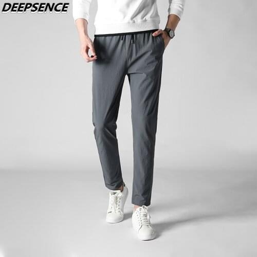 Men Trousers Four Seasons Elasticity Sport Casual Pants Men Slim Straight Quick Drying Pants Fashion Ankle Length Pants Men