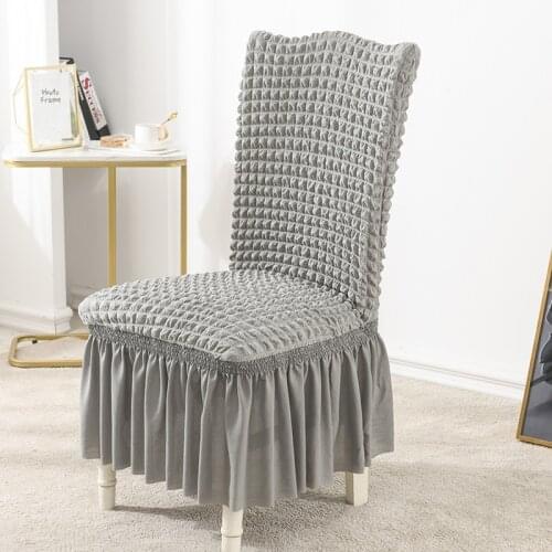 Bubble Stretch Chair Cover With Skirt Elastic Slipcovers Dinning Chair Covers For Wedding Banquet Party Universal Size 1/2/4 PCS