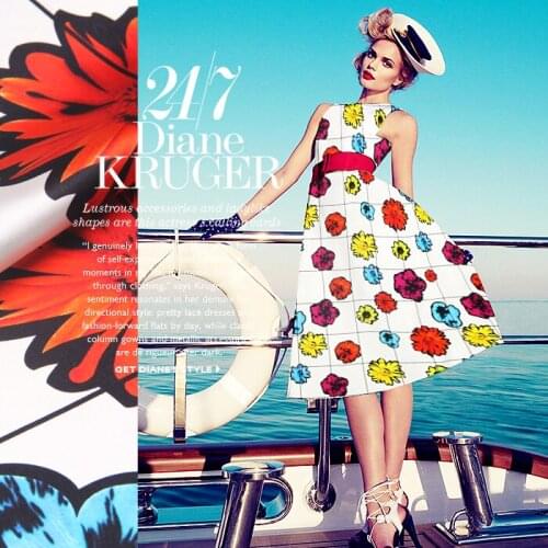 CNUM SP332 Pure Silk/Flower Patterns/Silk Fabric Elastic Charmeuse 93% Silk 7% Spandex/Width 1.29yd Thickness 19m/m