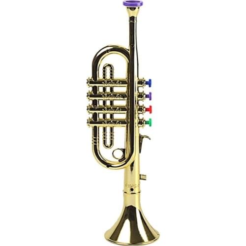 Kids Plastic Trumpet with 3 Colored Keys for Early Developmental Music Education Toy