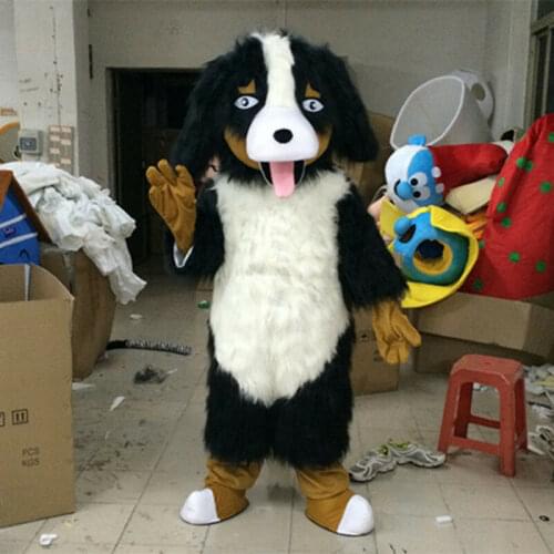 Long Fur Dog Mascot Costume Animal Unisex Party Dress Halloween Cartoon Character Adult Mascot