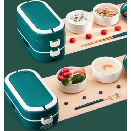 Electric Lunch Box 2 Layers Food Warmer Small Rice Cooker Automatic Heating Timing Insulation Mini Office Cook Lunch Warmer 220V
