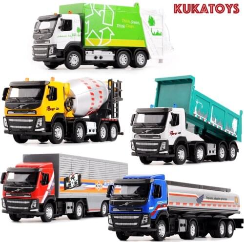 Engineering alloy car model tanker cement truck container truck garbage truck children toy car W105