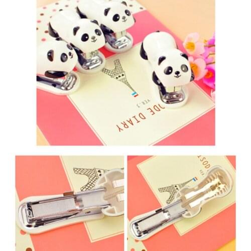 1Pc Cute Mini Stapler Set Cartoon Panda Paper Clips Binding Binder Office School Supplies Staionery Book Sewer Wholesale