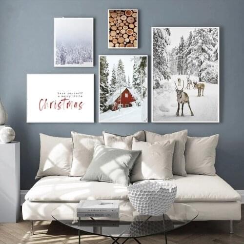 Canvas Painting Christmas Style Wall Art Winter Landscape Prints Nordic Poster And Print Picture Living Room Home Decor
