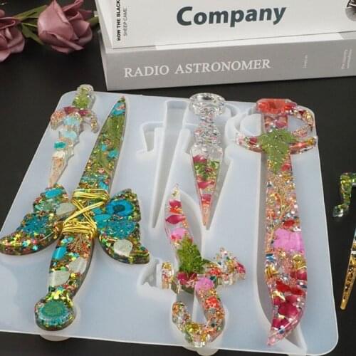 Dagger Epoxy Resin Mold Jewelry Pendant Silicone Mould DIY Crafts Decorations Keychain Casting Tool