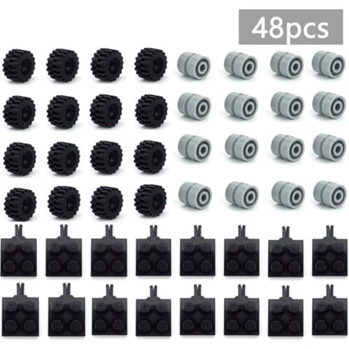 Mini Wheel Axles Pack Car Tires 5 Models Building Blocks Accessories Enlighten Toys For Kids Assemble Small Build Parts